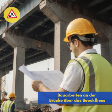 Bauarbeiten an der Brücke über das Beeckfliess 