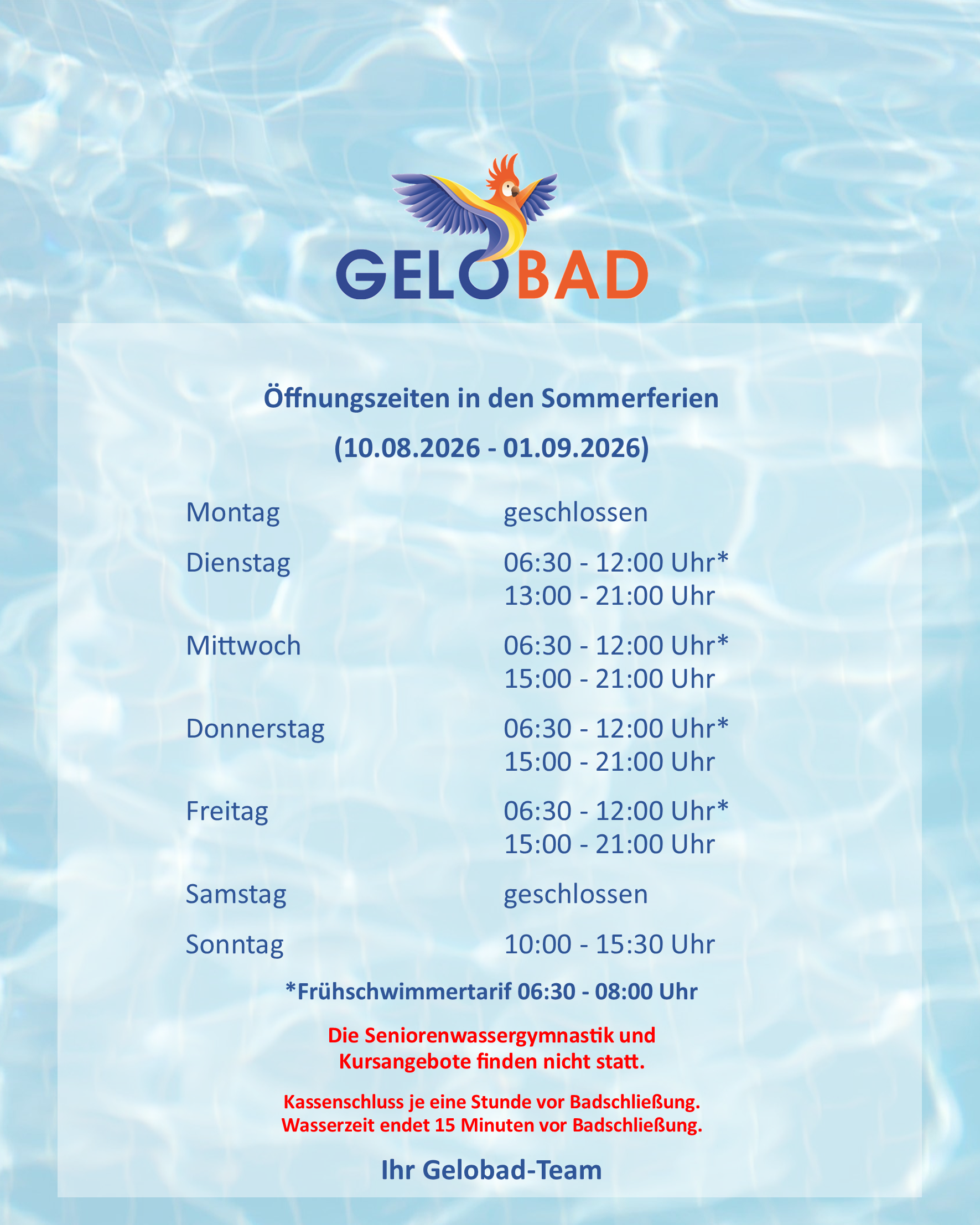 Gelobad 2. Haelfte Sommerferien