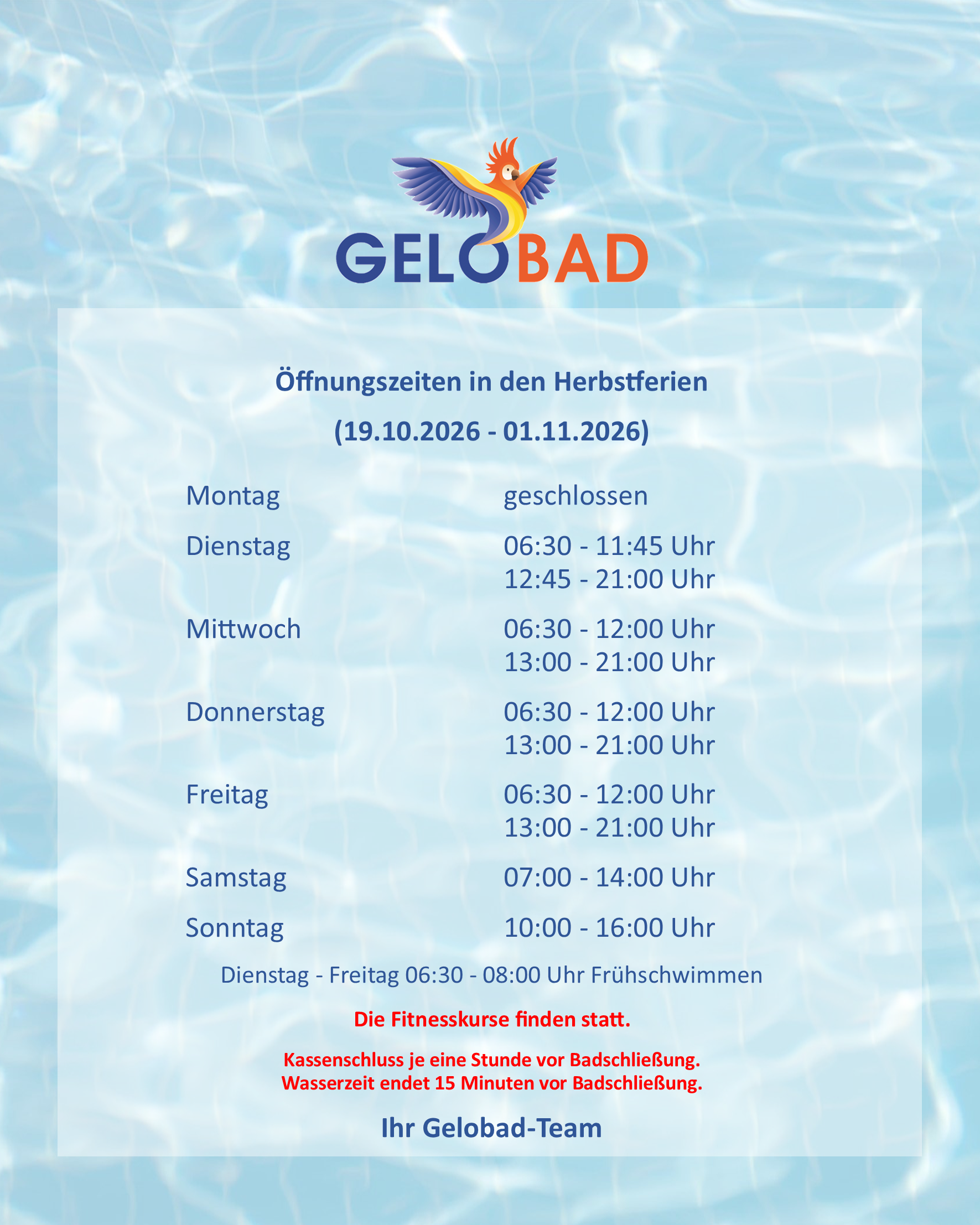 Gelobad Herbstferien 2026