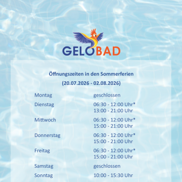 Gelobad, erste zwei Ferienwochen